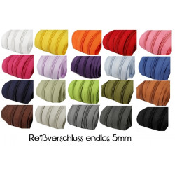 Endlos Reißverschluss 5mm mit 2 Schieber